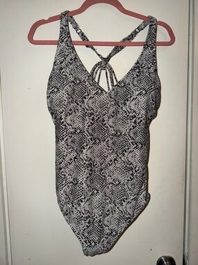 Target Women's One-Piece Swimsuit - Black and White Snake Print
